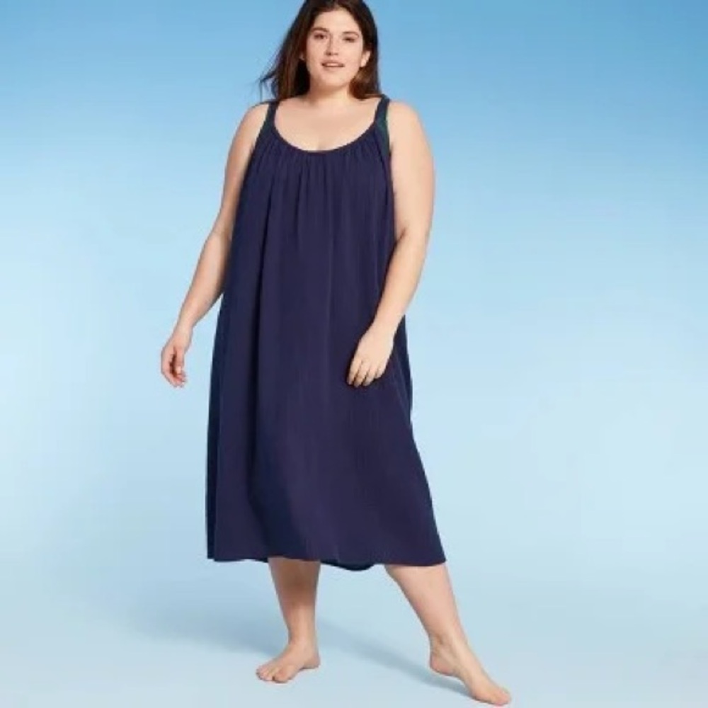 COPY - Tie Back Cover-Up Midi Dress in Navy